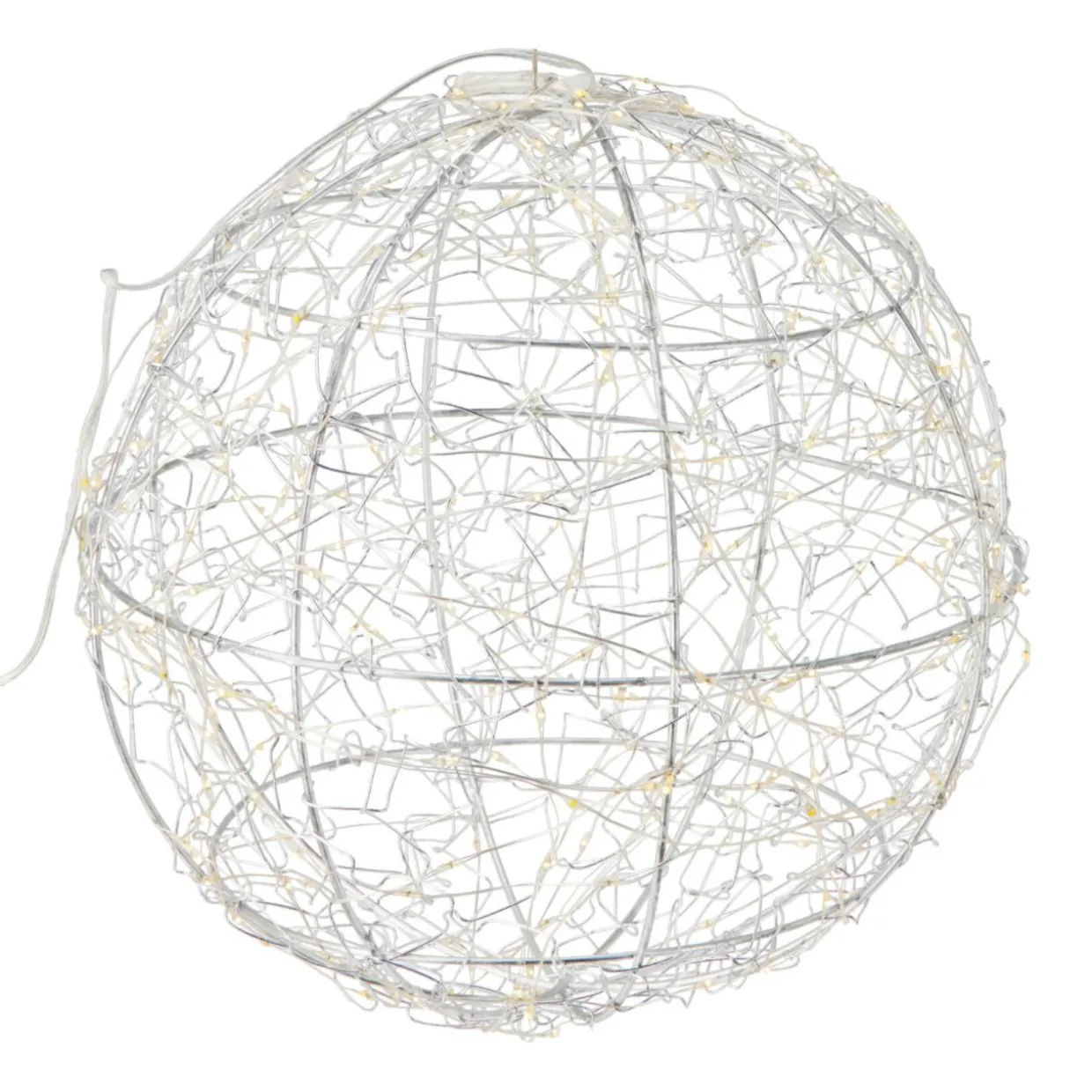 Suspension lumineuse 300 micro LED (D25 cm) Lueur Polaire Argent et blanc chaud