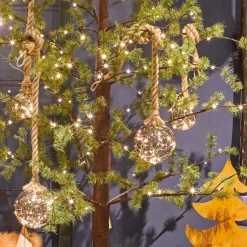 Suspension lumineuse à piles 30 LED (D14 cm) Boule de Noël ambrée Blanc chaud