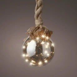 Suspension lumineuse à piles 30 LED (D14 cm) Boule de Noël ambrée Blanc chaud