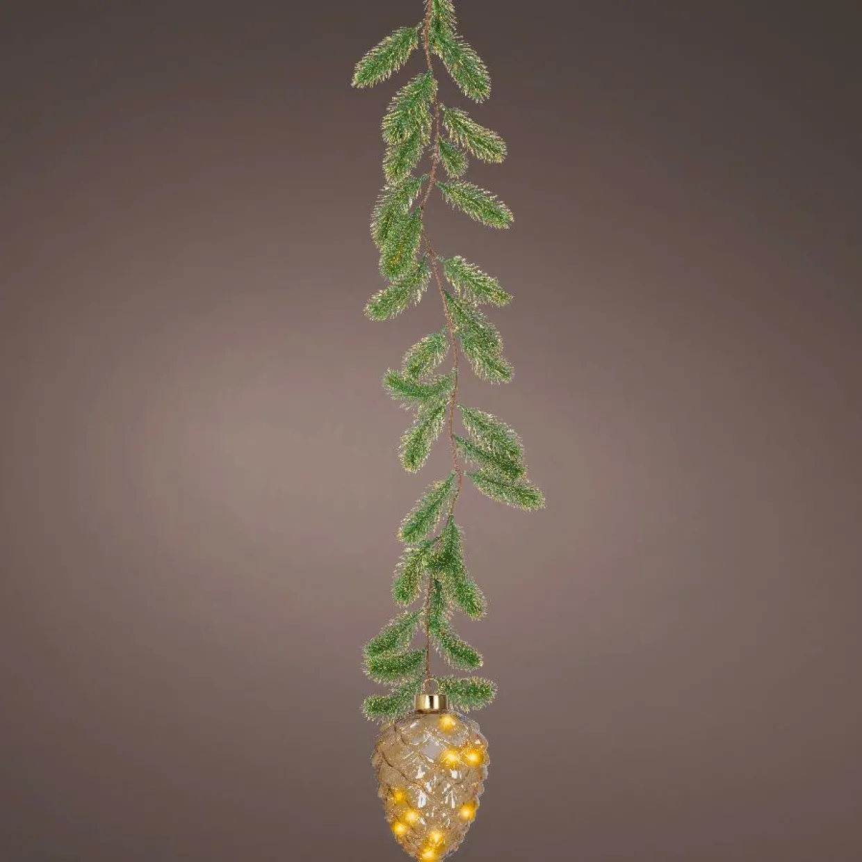 Suspension lumineuse à piles 15 LED (H21 cm) Sapinette et Pomme de pin Blanc chaud