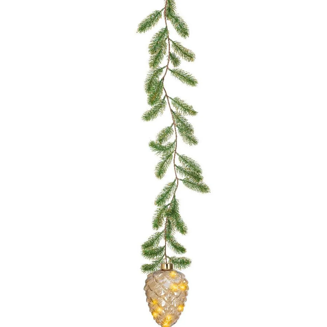 Suspension lumineuse à piles 15 LED (H21 cm) Sapinette et Pomme de pin Blanc chaud