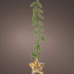 Suspension lumineuse à piles 15 LED (H20 cm) Sapinette et Etoile Blanc chaud