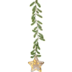 Suspension lumineuse à piles 15 LED (H20 cm) Sapinette et Etoile Blanc chaud