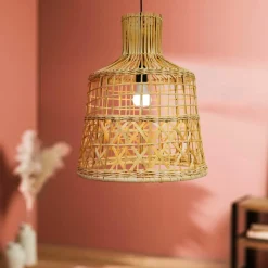 Suspension lumineuse ajourée en bambou (H50 cm) Pampelune Naturel
