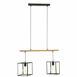 Suspension lumineuse bois acacia (L70 x H120 cm) Edena Noir