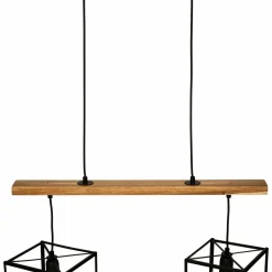 Suspension lumineuse bois acacia (L70 x H120 cm) Edena Noir
