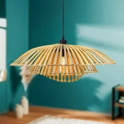 Suspension lumineuse design en bambou (D60 cm) Zeyno Naturel