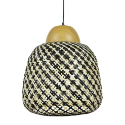 Suspension lumineuse en bambou (D40 cm) Elda Noir et naturel
