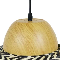 Suspension lumineuse en bambou (D40 cm) Elda Noir et naturel