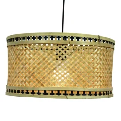 Suspension lumineuse en bambou (D40 cm) Estepona Noir et naturel