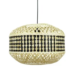 Suspension lumineuse en bambou (D45 cm) Huesca Noir et naturel
