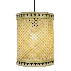 Suspension lumineuse en bambou (H30 cm) Estepona Noir et naturel