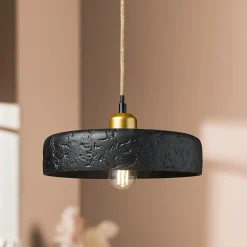 Suspension lumineuse en ciment (D25 cm) Portland Noir