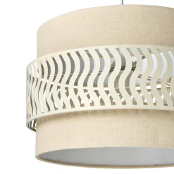 Suspension lumineuse métal et tissu (D34 cm) Oyona Beige