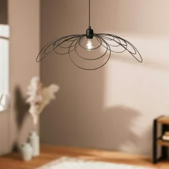 Suspension lumineuse pétale métal (D68 cm) Margaux Noire