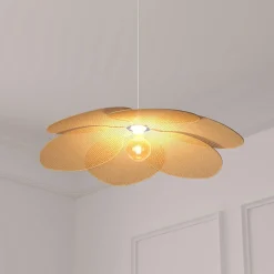 Suspension lumineuse pétales bambou (D62 cm) Rym Naturel