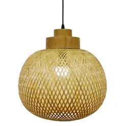 Suspension lumineuse ronde en bambou (D40 cm) Kahala Naturel