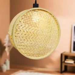 Suspension lumineuse ronde en bambou (D40 cm) Oraya Naturel