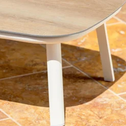 Table basse de jardin carrée aluminium Amalfi Blanc
