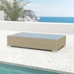 Table basse de jardin rectangulaire en résine tressée Palma Gris