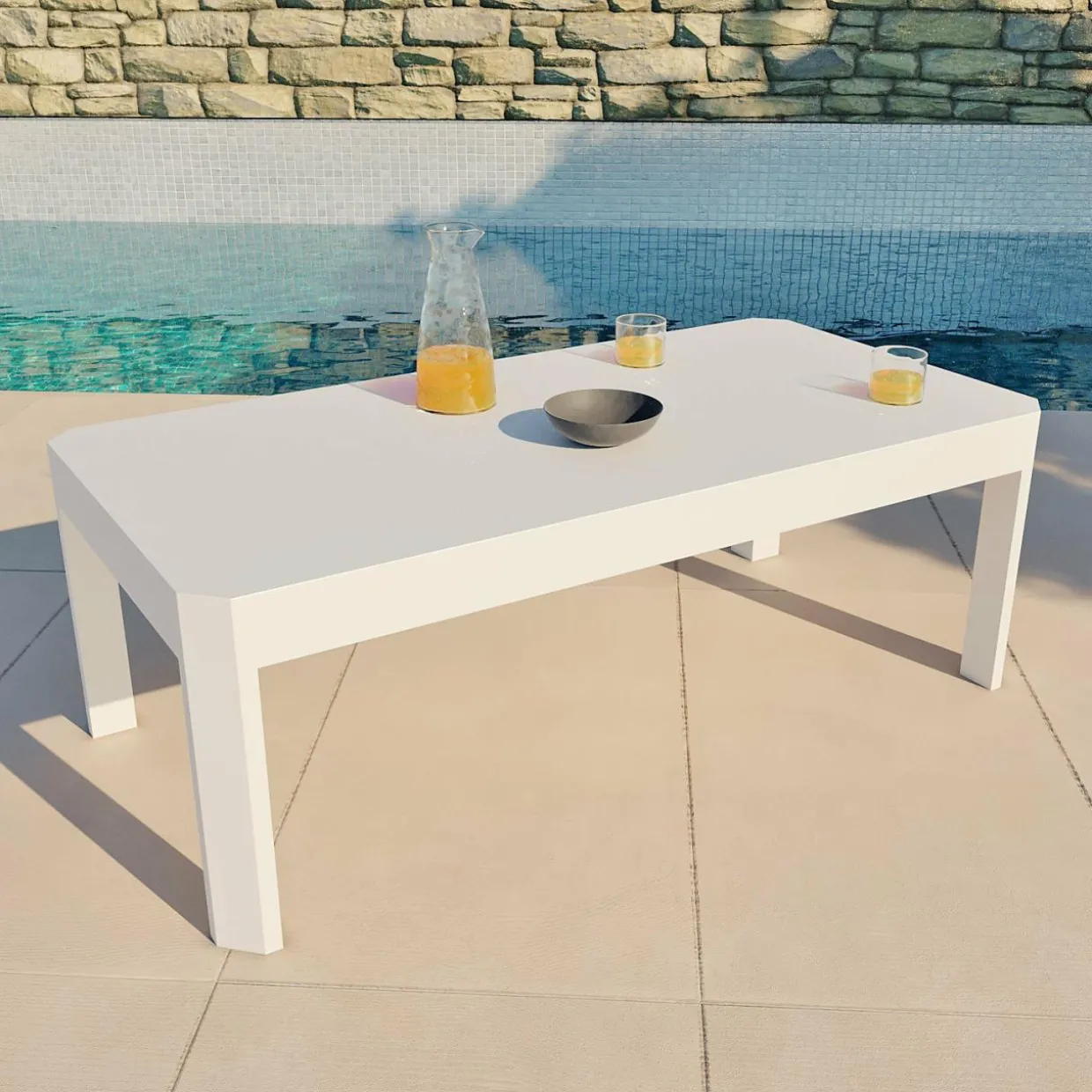 Table basse de jardin rectangulaire en aluminium Ostara Blanc
