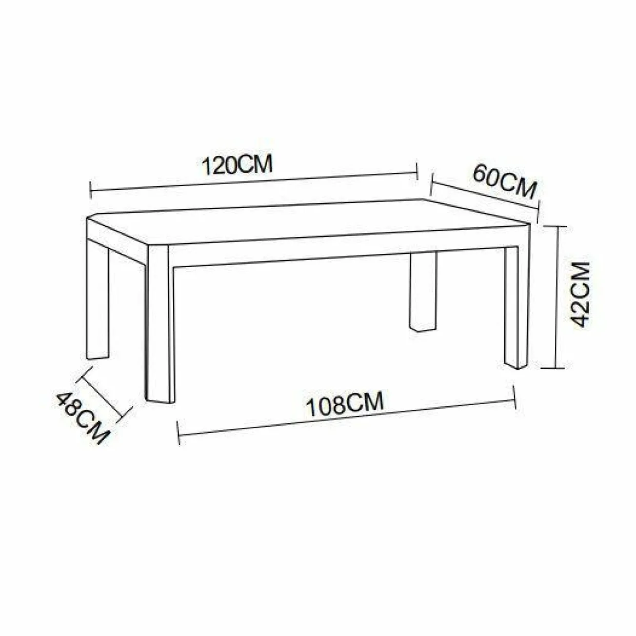 Table basse de jardin rectangulaire en aluminium Ostara Blanc