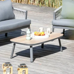 Table basse de jardin rectangulaire en aluminium Amalfi Gris anthracite
