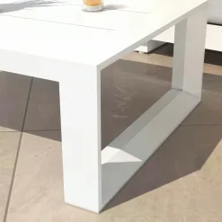 Table basse de jardin rectangulaire en alumininum (94 x 72 cm) Elba Blanc