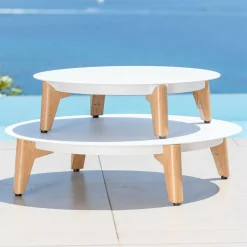 Table basse de jardin ronde (D68 cm) Monte Carlo Blanc