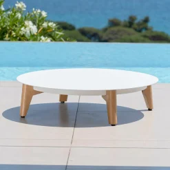 Table basse de jardin ronde (D86 cm) Monte Carlo Blanc