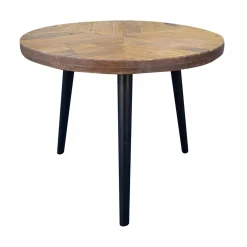 Table basse ronde en bois (H40 cm) Davao Noir et marron