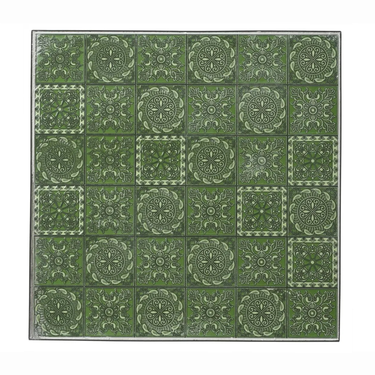Table bistrot carrée fixe en mosaïque (58 x 58 cm) Aveiro Gris et vert olive
