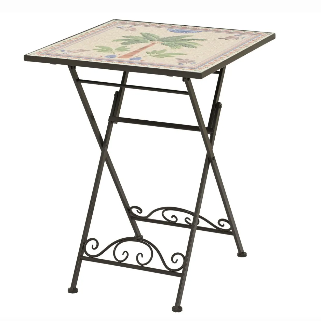 Table bistrot carrée pliable en mosaïque (58 x 58 cm) Havana Brun