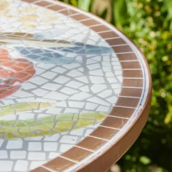Table bistrot ronde en mosaïque Aberdeen Marron