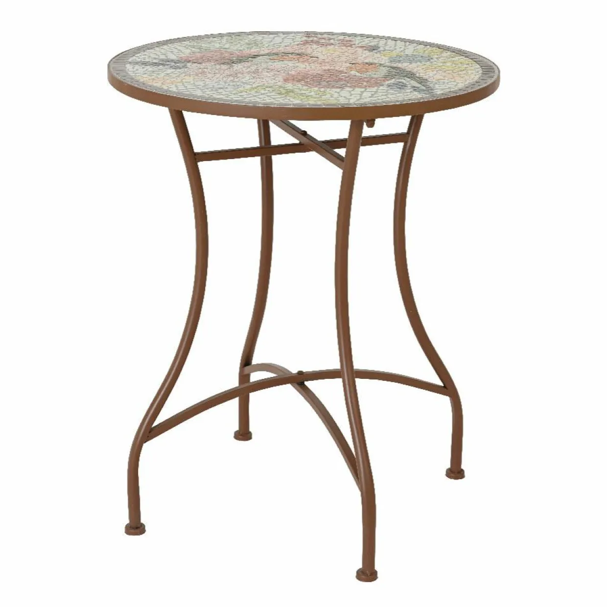 Table bistrot ronde en mosaïque Aberdeen Marron