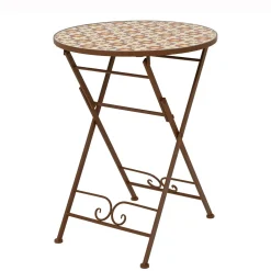 Table bistrot ronde pliable en mosaïque (D58 cm) Madrid Marron