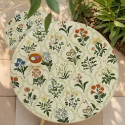 Table bistrot ronde pliable en faïence (D58 cm) Coimbra Crème