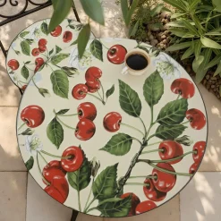 Table bistrot ronde pliable en faïence (D58 cm) Munich Rouge