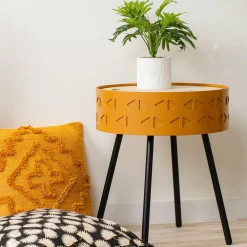 Table coffre en bois (H45 cm) Shiro Jaune moutarde