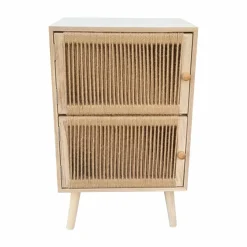 Table d'appoint bois et corde de chanvre (H65 cm) Double Manille Beige