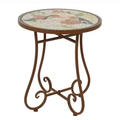 Table d'appoint ronde en mosaïque (H46 x D39 cm) Aberdeen Marron