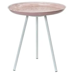 Table d'appoint ronde (H43 cm) Plateau émaillé Rose pâle
