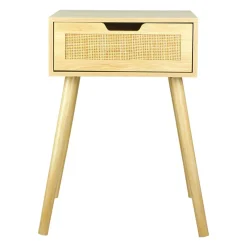 Table de Chevet Bois et Cannage (60 cm) Beige