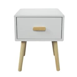 Table de chevet enfant 1 tiroir bois (H44 cm) Livio Blanc