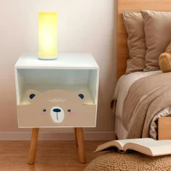 Table de chevet enfant bois (H45 cm) Ourson Marron