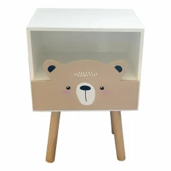 Table de chevet enfant bois (H45 cm) Ourson Marron