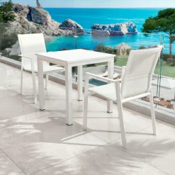 Table de jardin carrée aluminium 4 places (70 x 70 cm) Murano Blanc