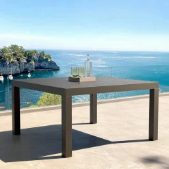 Table de jardin carrée aluminium 8 places (136 x 136 cm) Murano Gris anthracite