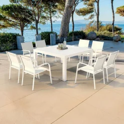 Table de jardin carrée aluminium 8 places (136 x 136 cm) Murano Blanc