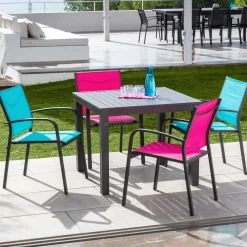 Table de jardin carrée en aluminium 4 places (89 x 89 cm) Murano Gris Anthracite